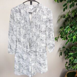 Katherine Barclay Montreal Black and White Animal Print Romper with pock…